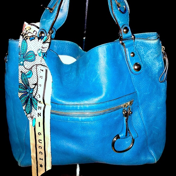 GUCCI Blue Leather Hobo Satchel - Large - Picture 5 of 15